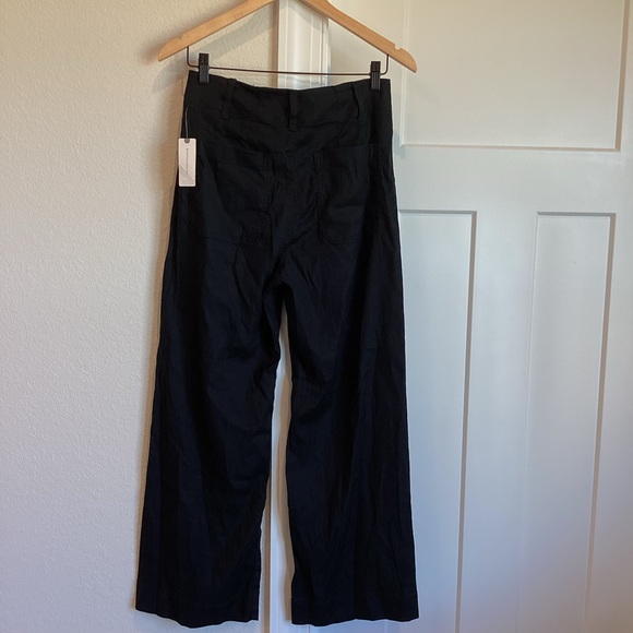 Anthropologie COLETTE Cropped Wide-Leg Linen Pants Maeve NEW 27 Black - Picture 10 of 12